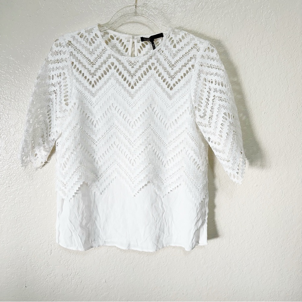 Maje Elegant White Lace Top size 2 M - Picture 3 of 10